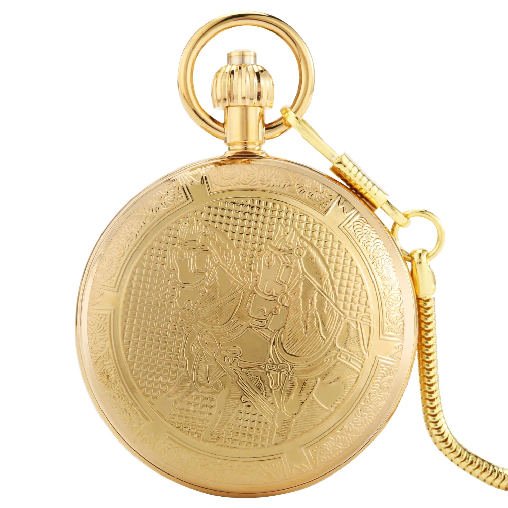 High Quality Golden Self Winding Pocket Watch With Snake Chain Luxury Automatic Mechanical Pocket Watch