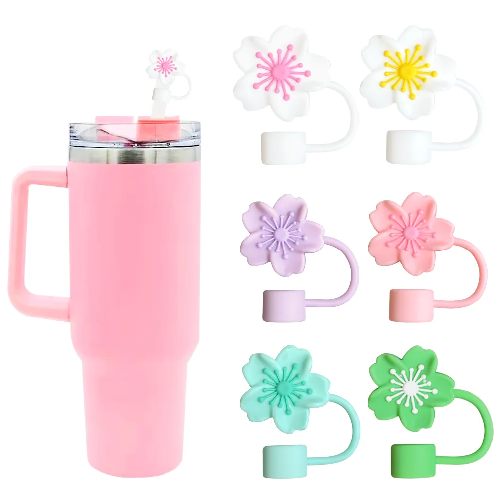 Flower Silicone Straw Covers For Water Glass Bottle Flower Shape Drinking Dust Cap Straw Tips Cover Cup Accessories For Cover