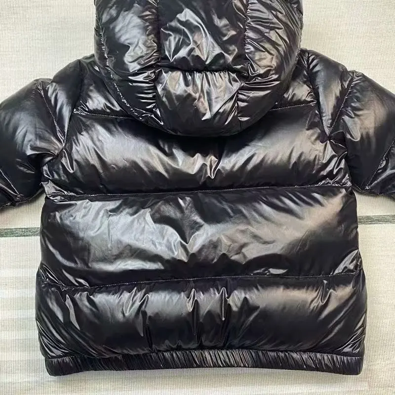 Winter jacket for Boys Girls Medium Length Down Jacket Black Thickened Zipper Hooded Coat Big Childrens Kids Jacket