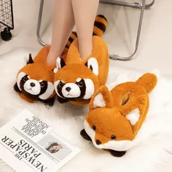 Fox and Panda Bag with Cotton Slippers Plush Indoor Slippers Warm and Soft in Winter Comfortable and Cozy for Home Use