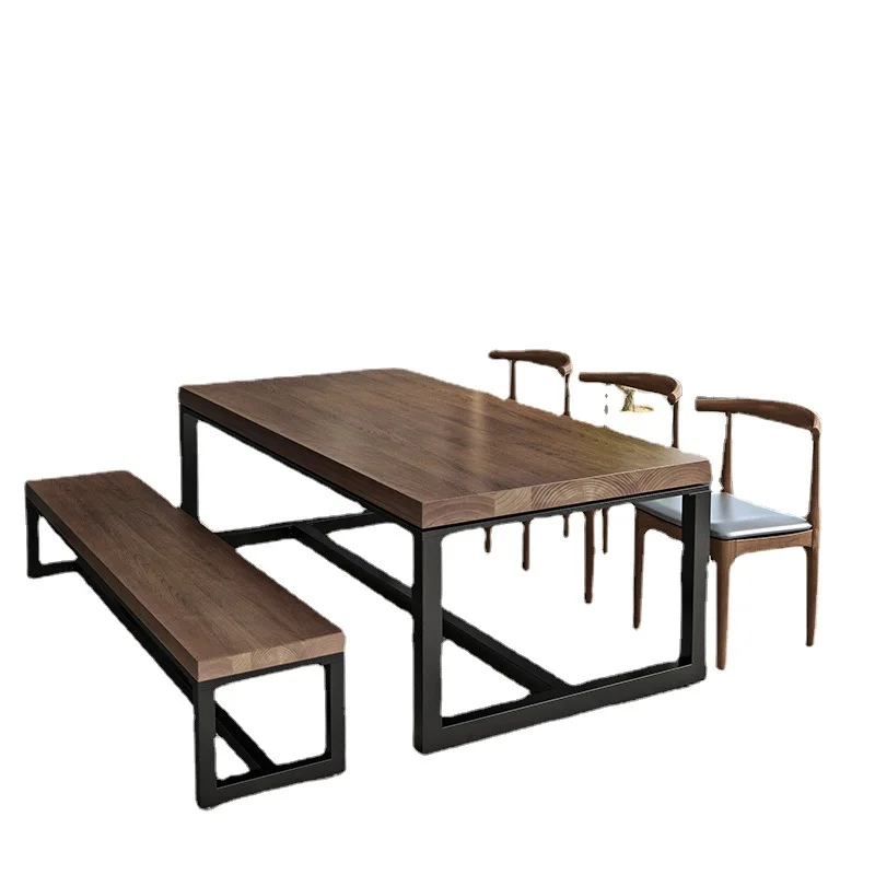 

#American-Style Loft Solid Wood Office Desk-Modern Design Commercial Use Long Table for Study and Computer Work