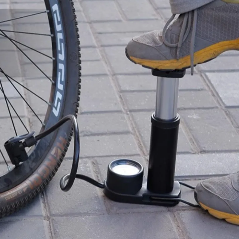 

Foot-operated Bicycle Pump Aluminum Alloy Mini Portable Household Lightweight Barometer Vehicle Pump Bicycle Accessories