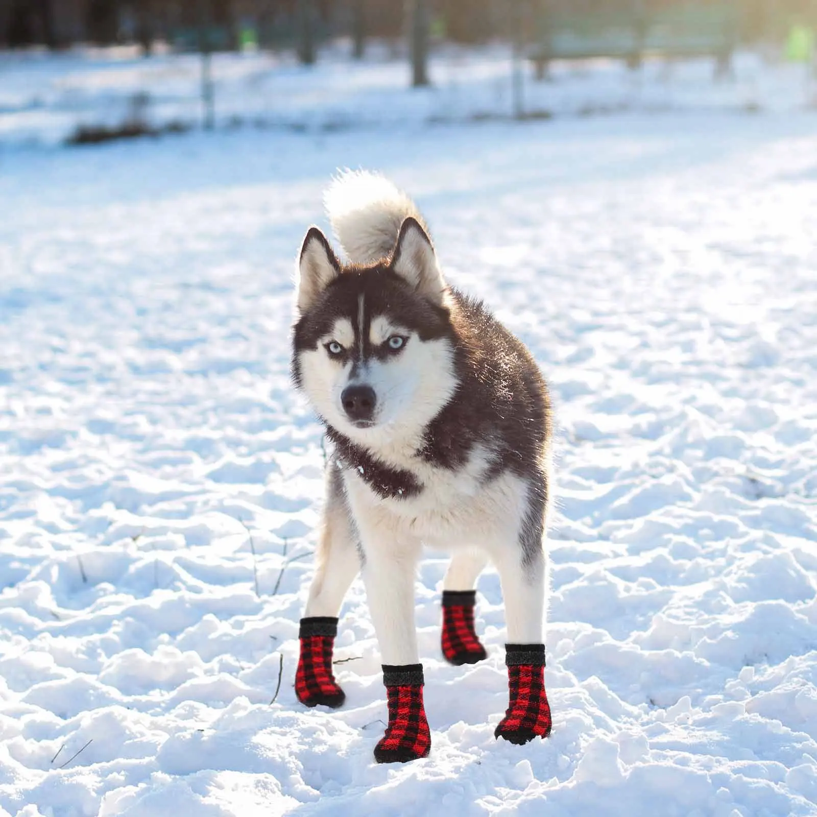 

4Pcs Pet Foot Socks Anti-Slip Dog Socks Warm Winter Footwear for Pets Stylish Paw Protection Floor Safe Design