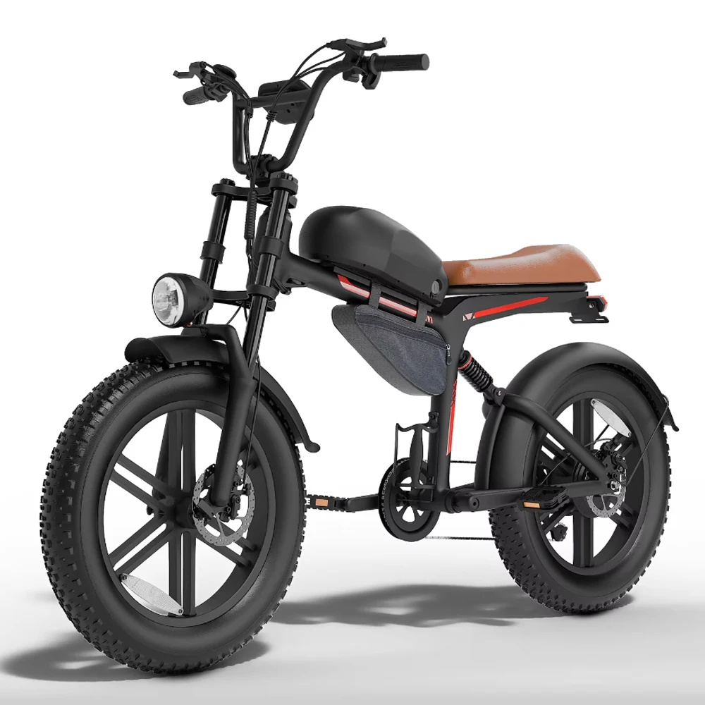 QNUT BK20 Electric Bicycle for Adults 1500W 48V 18AH Battery 20*4.0' Fat Tire Electric Dirt Bike All-Terrain Vintage EBike Off-Road Retro Mountain EBike
