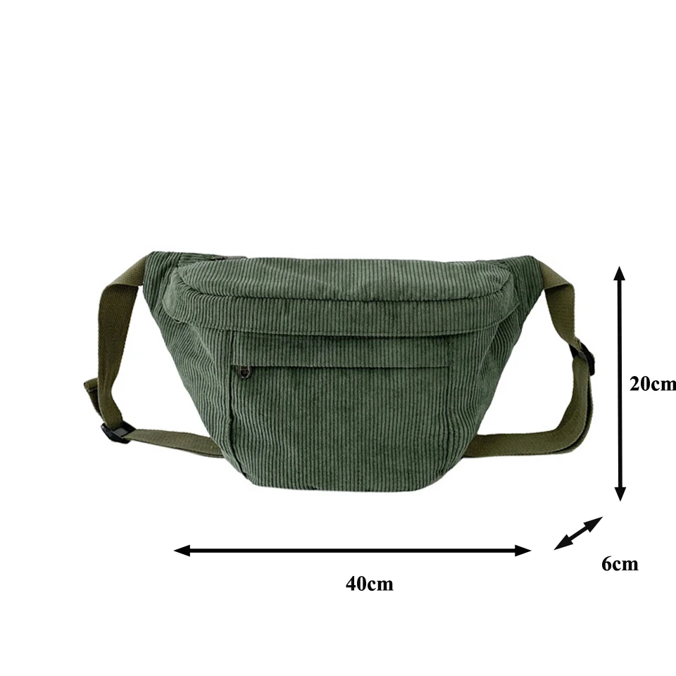 Corduroy Women's Bag Multi Purpose Eco Bag Korean Messenger Bag Y2K Shoulder Cross Bag Belt Chest Pack Travel Sling Bag Banana