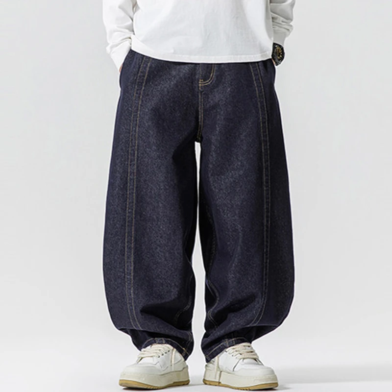 

Мужские джинсовые брюки-шаровары оверсайз, новинка 2026 года, весенний винтажный стиль, уличная мода, свободные джинсы в стиле Харадзюку, повседневные мужские джинсы N085