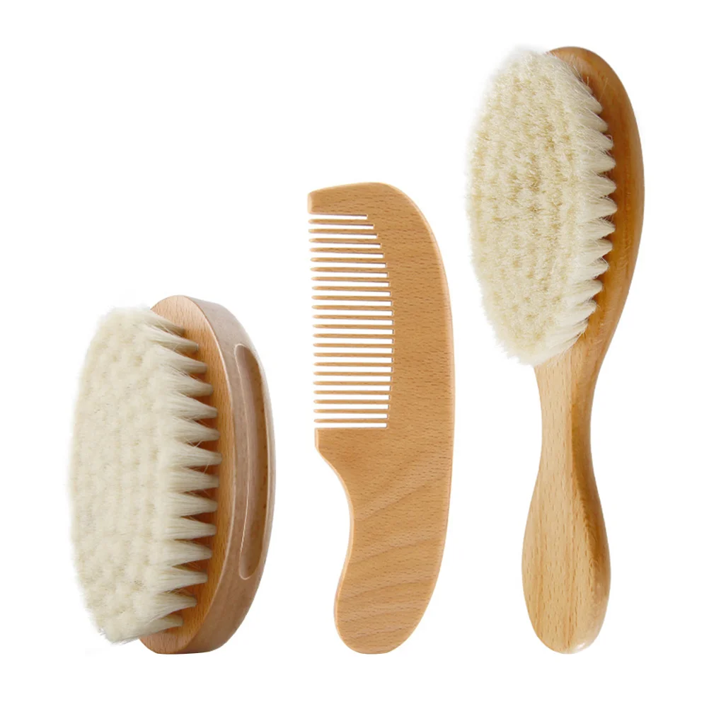 3 Pcs Bath Brush Scalp Massage Comb Baby Wool Kids Shampoo Grooming Hair Washing Beech Child Scrubber