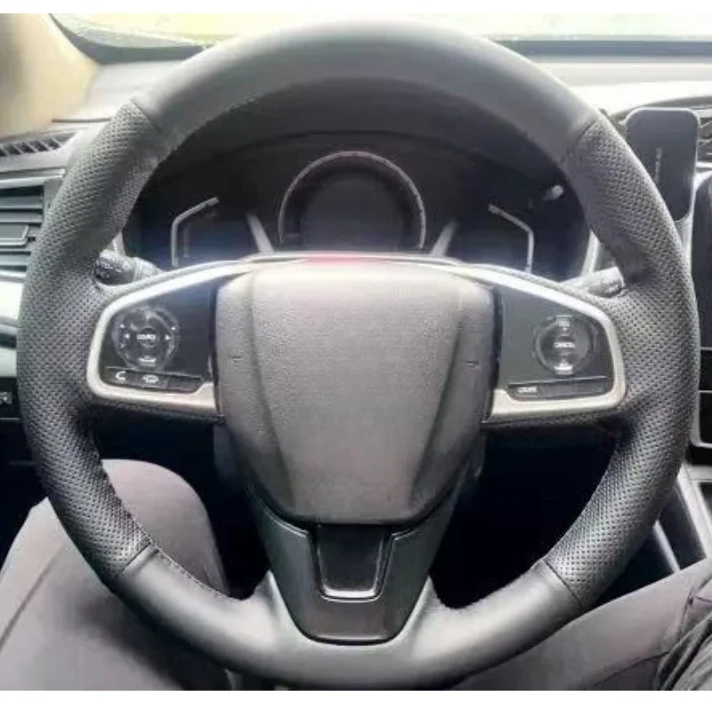 

Custom Hand-stitched Black Microfiber Leather Car Steering Wheel Cover For Honda Civic 10 2016-2021 CR-V CRV 2017-2021 Clarity