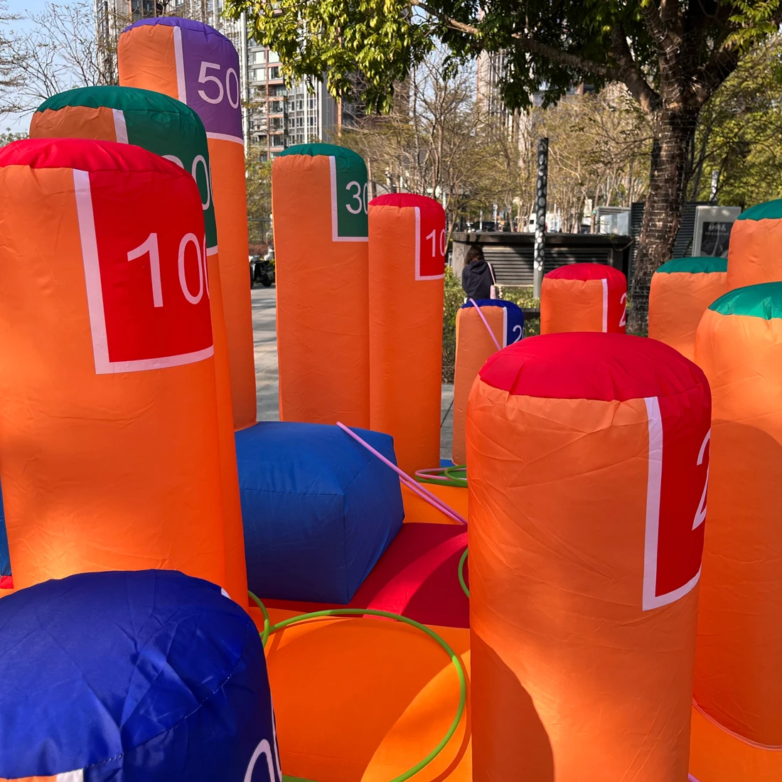 Inflatable Ring Toss Throwing Game with Blower&10pcs Ring Toss,Inflatable Interactive Hoopla Games Carnival Game for events