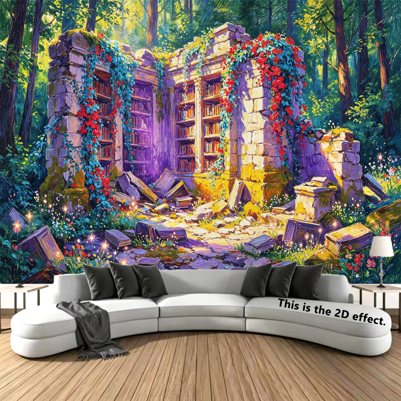 Enchanted Forest Library Background Cloth Hanging Cloth Bedroom Bedside Decorative Wall Cloth Dormitory Tapestry