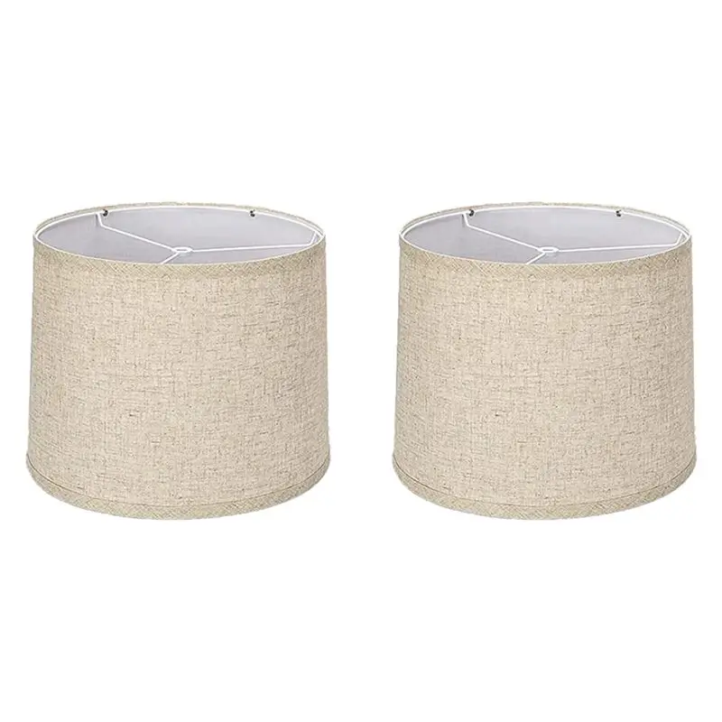 2PCS Lamp Shades Natural Linen Lampshades High Replacement Fabric Lampshades For Floor Lamp -Beige-B61B