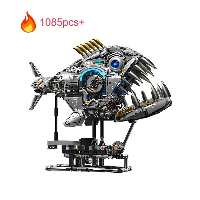

1085pcs MOC Mechanical Piranha Building Blocks Set Marine Animal Model DIY Educational Toy for Kids Birthday Christmas Gifts