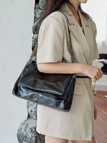 2025 nuevo bolso de hombro con cadena de gran capacidad, bolso de mujer para ir al trabajo diario informal y moderno, bolso de cartero con tapa abatible