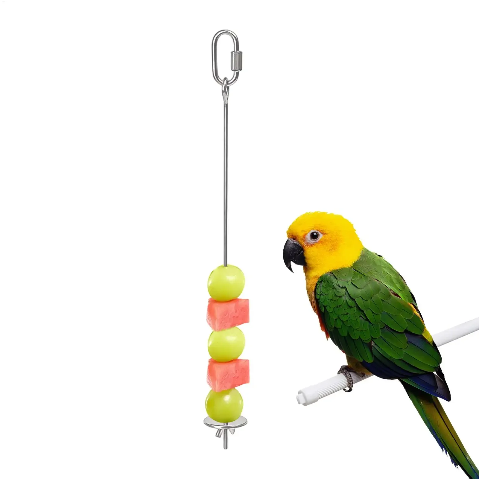 Vogelfutter-Spieß aus Edelstahl, Obst- und Gemüsehalter für Papageien und Wellensittiche, bereichert die Ernährung und fördert natürliches Verhalten – Detail 3