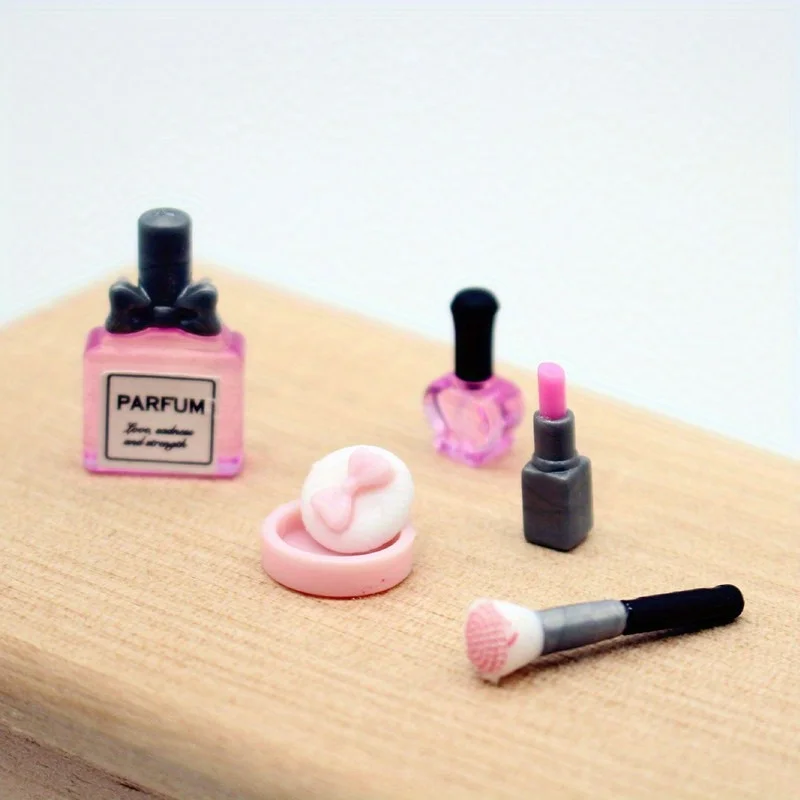 Mini Resin Cosmetics Set for Dollhouse | Miniature Lipstick Perfume Powder Box Model for OB11 Doll House Decor & DIY Scene view 2