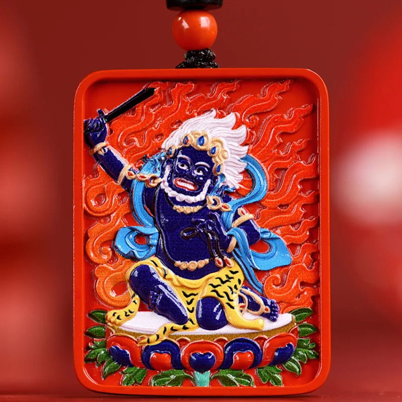 Cinnabar Zodiac Patron Saint Pendant Thangka Painted Natal Buddha Pendant