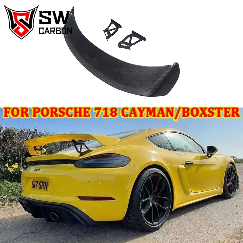 Higher quality Carbon Fiber GT4 Style Rear Wing for Porsche Boxster Cayman 981 982 987 718 Rear Spoiler Splitter Aerodynamic Kit