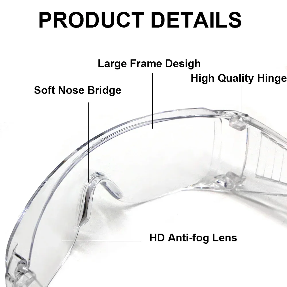 1pc Safety Transparent Glasses Anti Fog Goggles Vented Sides Shields PC Frame Spectacles for Riding Lab Labor Protection