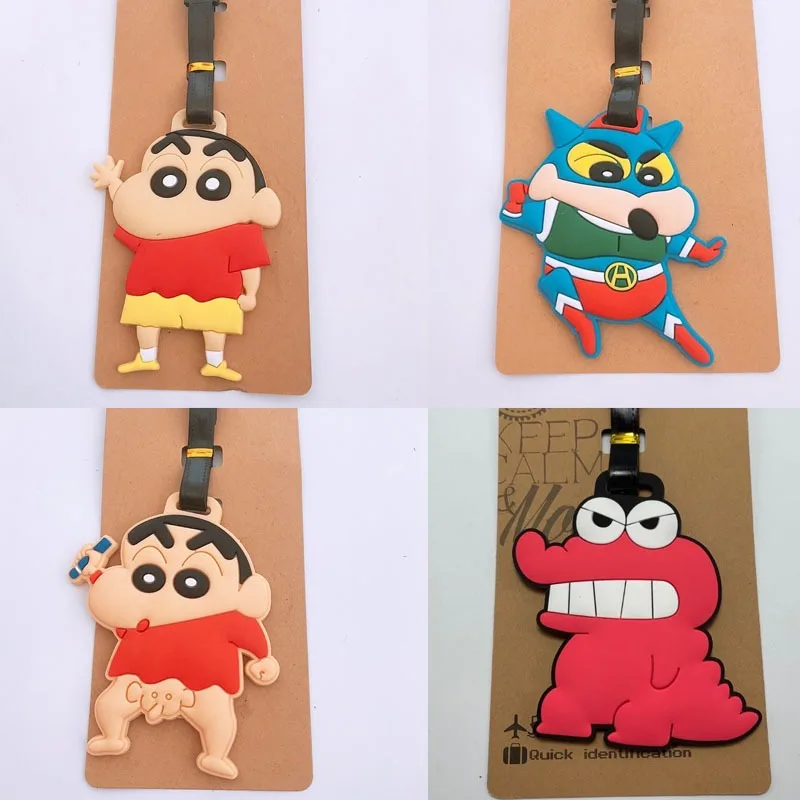 

Cute Crayon Shinchans Luggage Tags Travel Fashion Baggage Name Tags Suitcase Address Label Holder for Bags Portable Card Cover