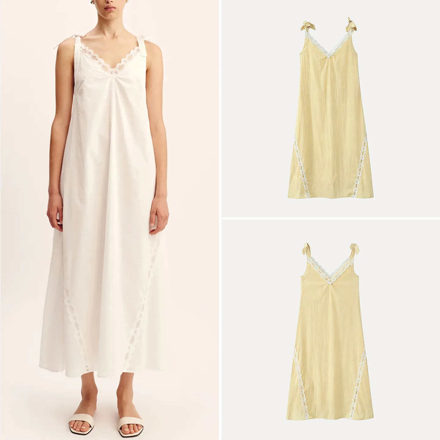 

Элегантное винтажное романтическое женское платье Весна 2026 с кружевными вставками, V-образным вырезом без завязок, фасон А-силуэт, для повседневной носки