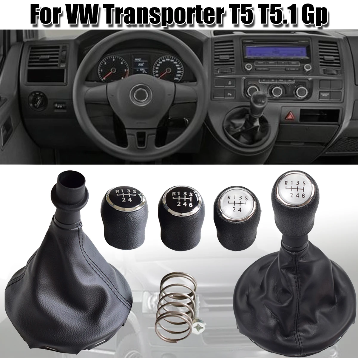 For VW Volkswagen Transporter T5 T5.1 T6 Gp 2003-2011 Gear Stick Shift Knob Leather Gaiter Boot Cover Car 5 6 Speed