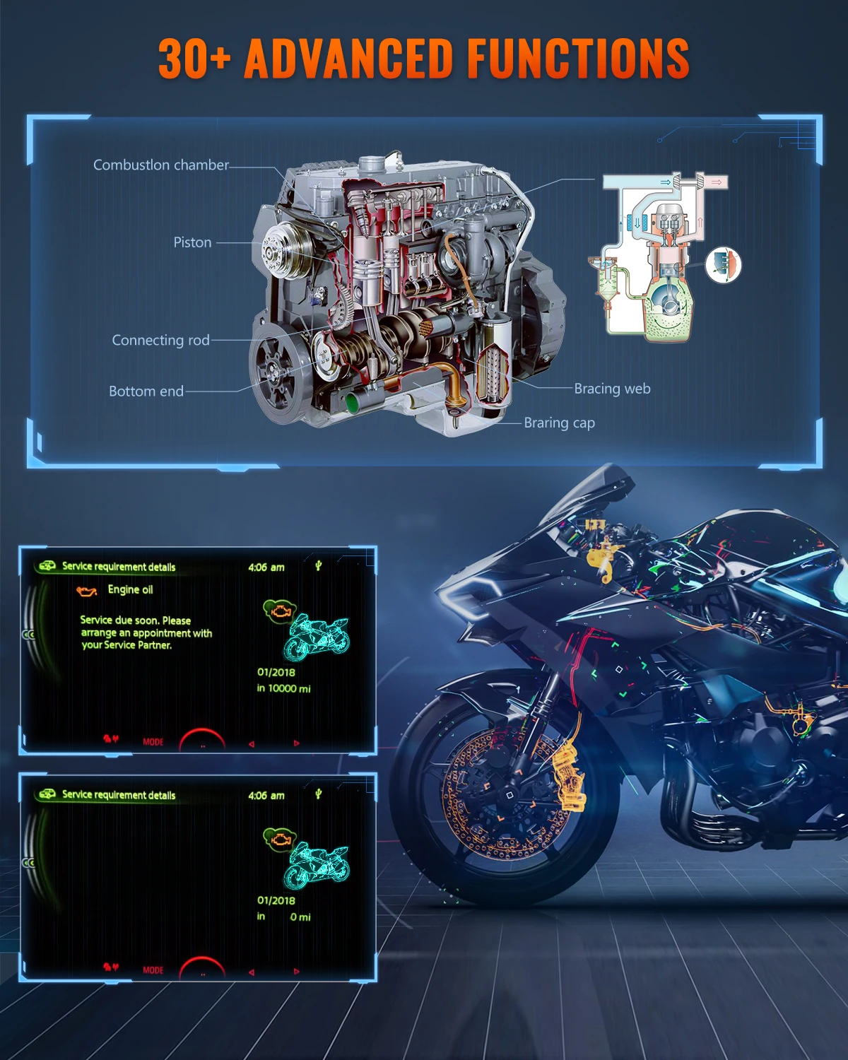 PROG MOTO 100 Auto Motor Analysis Tool 2 Scanner for Motorcycle Maintenance & Light Reset Diagnostic Tool