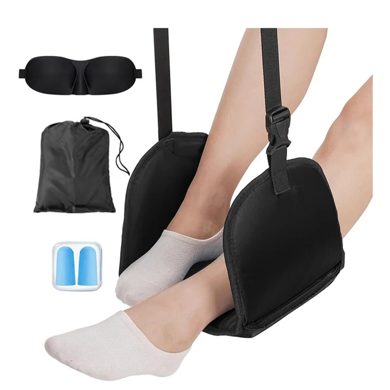 

AEE4-Foot Relaxing Hammock Adjustable Airplane Foot Hammock For Office Travel Relaxing Under-Desk Resting Foot Hammock