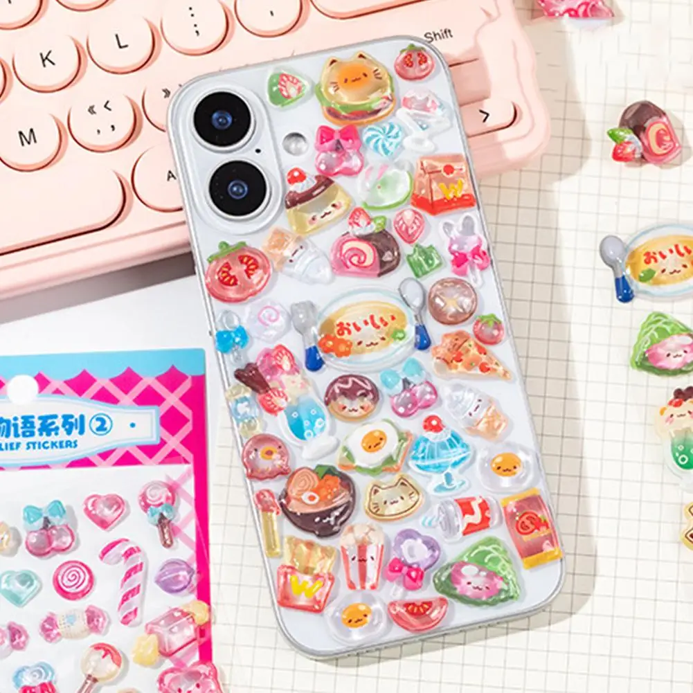 

Мультяшные 3D-наклейки с рельефным рисунком, милые гранулированные стикеры: Суши, конфеты, девочки. Для декора чехлов для телефонов, коллажей, канцелярских товаров, дневников.