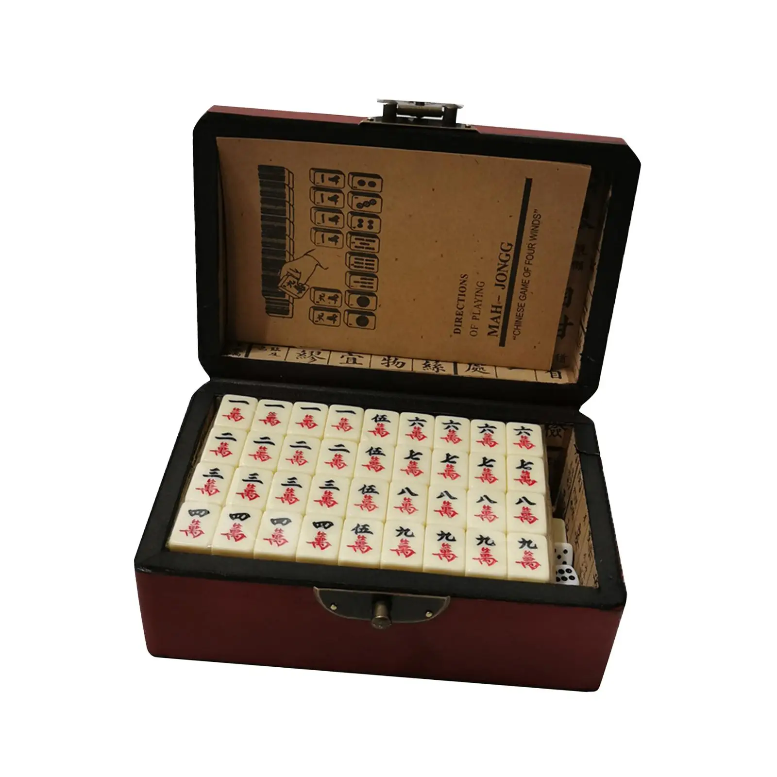

Mini Mahjong Beige Color Wooden Box Chinese Mah Jong Set for Home or Travel Mahjong Set Family Game