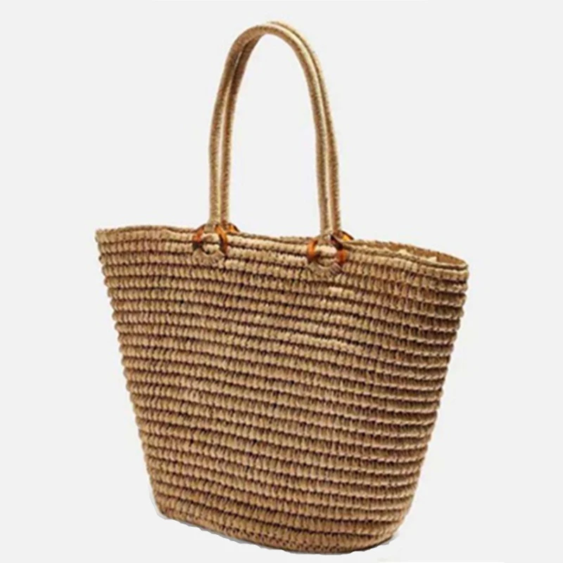 Handmade Women\'s Handbags Bohemian Summer Straw Beach Bag Female Large Capacity Shoulder Bag Shopper Basket Woven Tote Bags