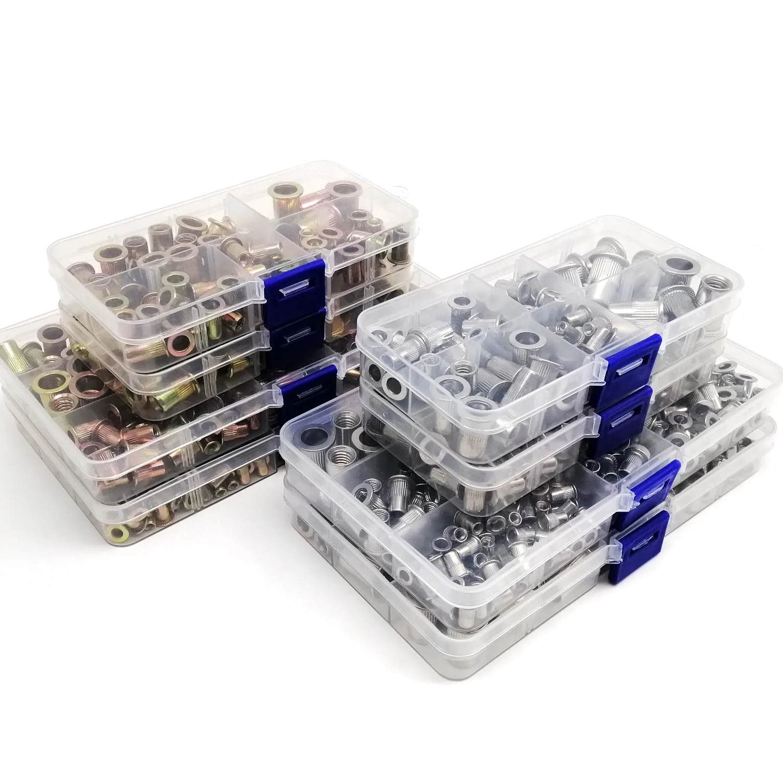 1 scatola M3 M4 M5 M6 M8 US filettatura grossolana UNC 304 A2-70 acciaio inossidabile acciaio al carbonio alluminio testa piatta rivetto dado rivnut set kit