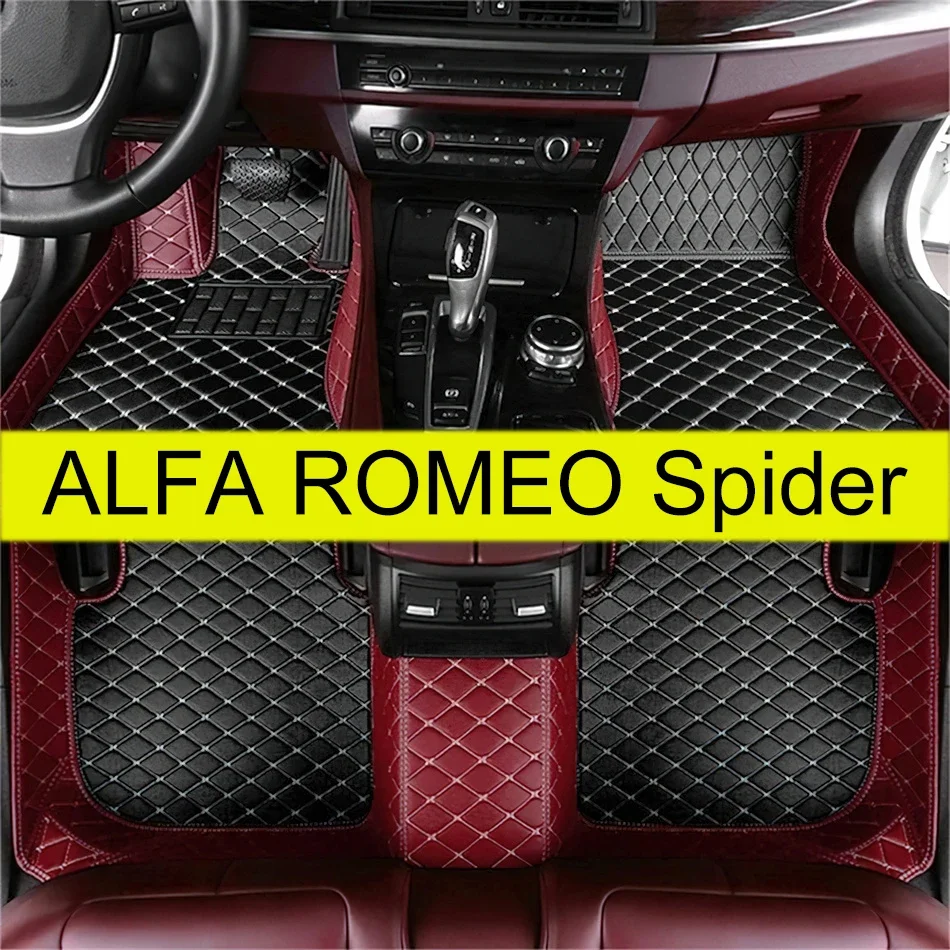 Custom Leather Car Floor Mats For ALFA ROMEO Spider 1980-1983 Full Set Luxury Automobile Carpet Rugs Foot Pads 1981 1982