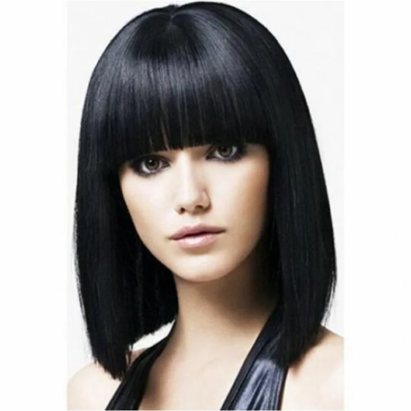 100% Human Hair !Bla Human Hair Straight Full Wig For Women Wig image 2