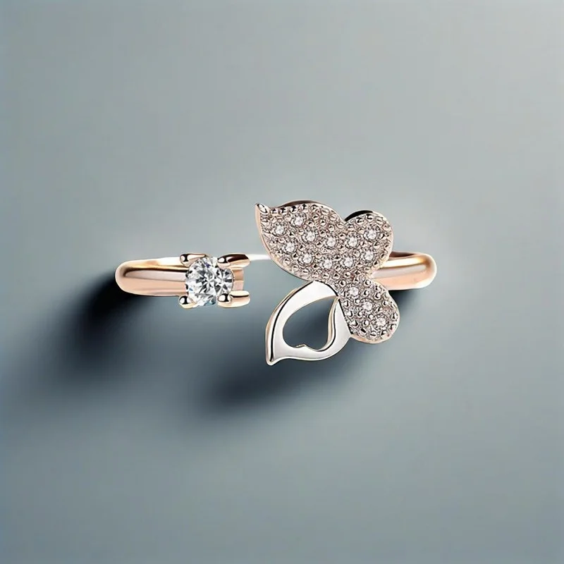 

Charm 925 Sterling Silver Butterfly Cubic Zircon Crystal Open Adjustable Rings For Women Girls Wedding Party Trendy Jewelry Gift