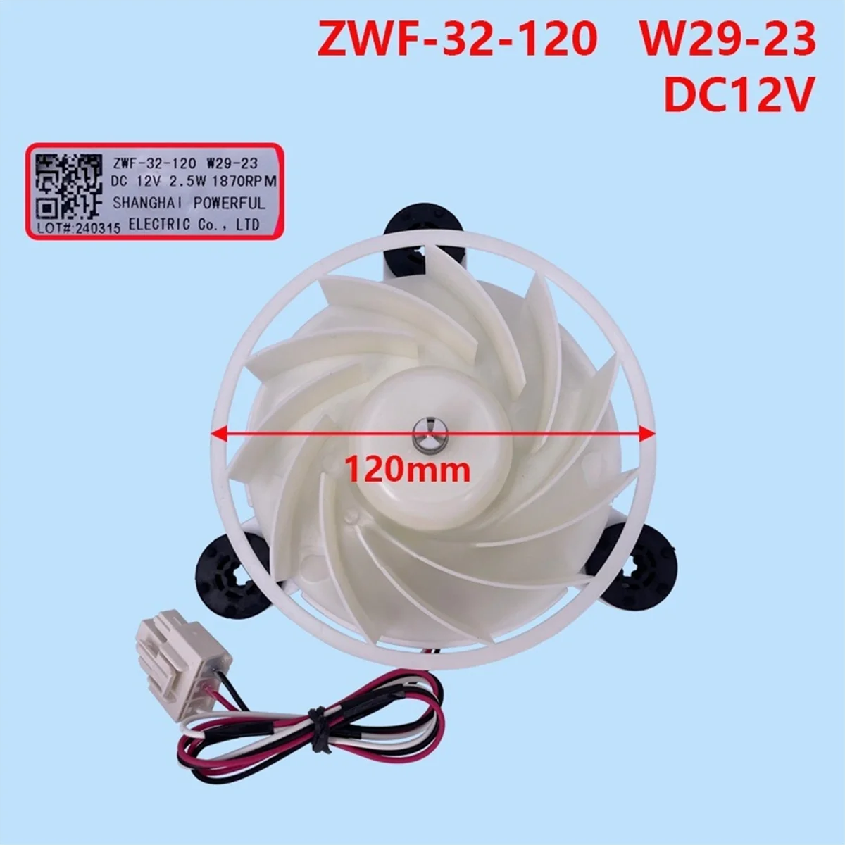 Refrigerator Freezer Fan Motor for Meiling Fridge ZWF-32-120 W29-23 Cooling Fan Motor DC12V 2.5W 1870RPM