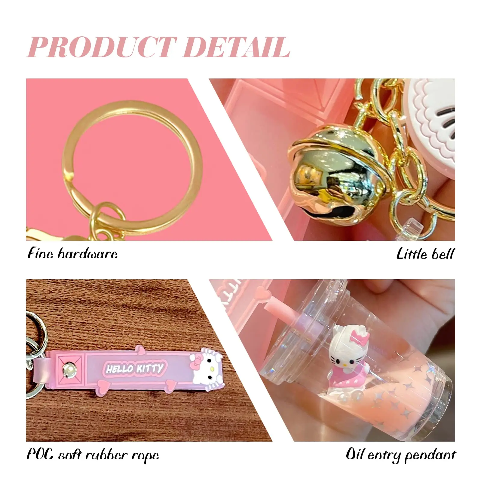 Sanrio Cartoon Keychain Hello Kitty Key Chain Car Acrylic Accessories Backpack Component Purse Jewel Girl Purse Decoration Gift
