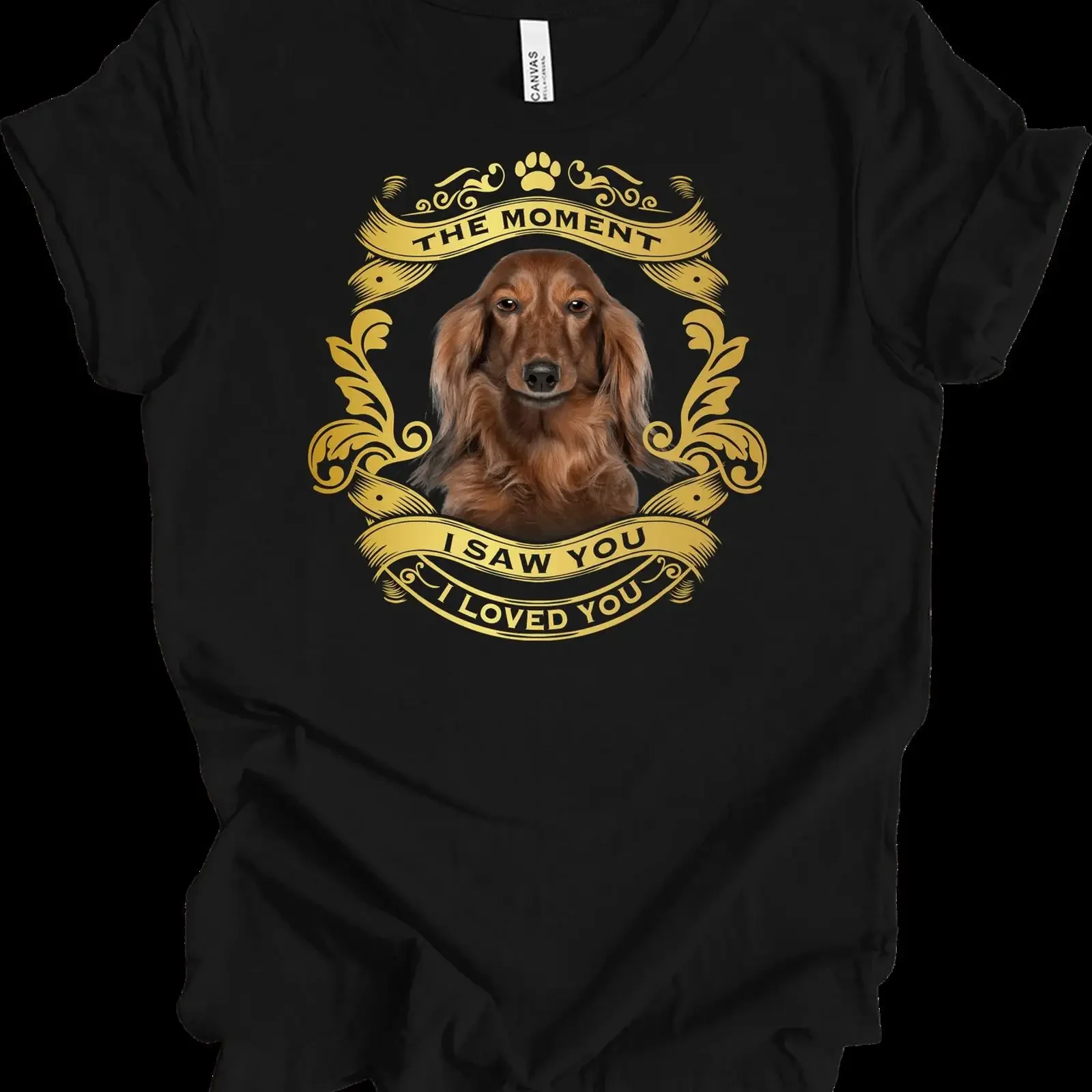 Long Haired Dachshund Dog T Shirt The Moment I Saw You Loved Lover Gif vintage Washed Stylish streetwear homme fashion