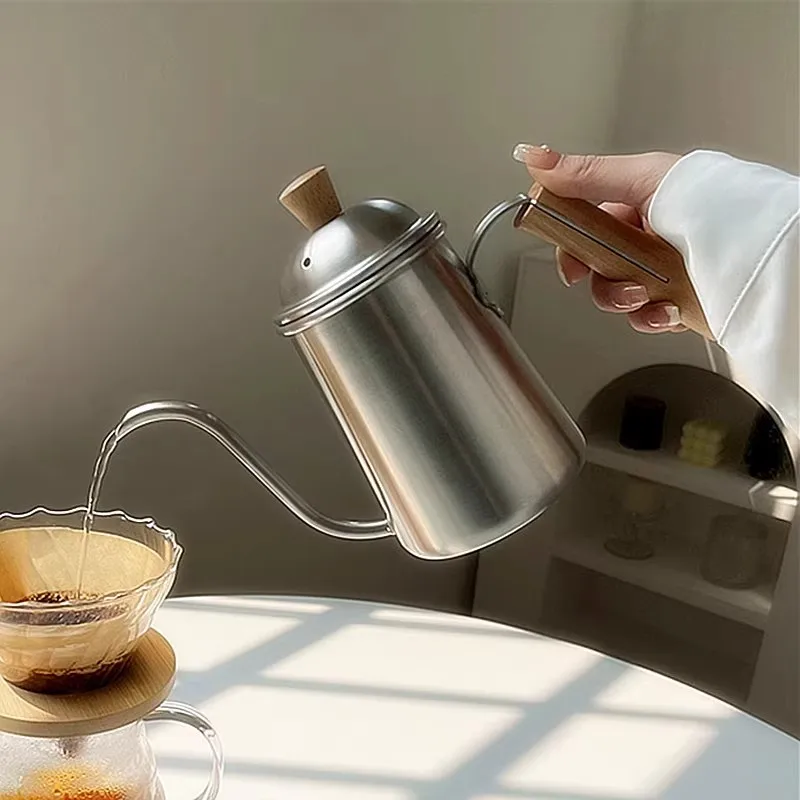 

Japanese Style Retro Simplicity Hand Rush 304Stainless Steel Coffee Pot Exquisite Creativity Thickened Bending Fine Mouth Pot
