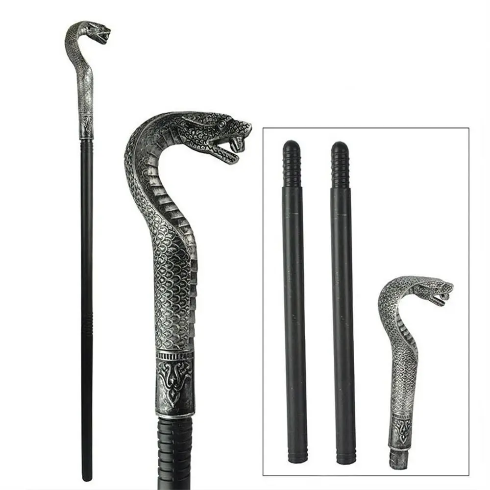 Round Handle Costumes Walking Cane Royal King Claw Ball Halloween Wand Snake Head King\'s Scepter Halloween Walking Stick