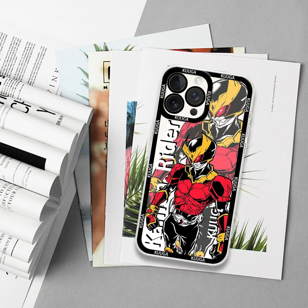 Casing ponsel Anime keren untuk iphone 11 12 13 14 15 16 Plus ProMax casing ponsel tahan benturan cangkang perbatasan transparan pengendara k-kamen