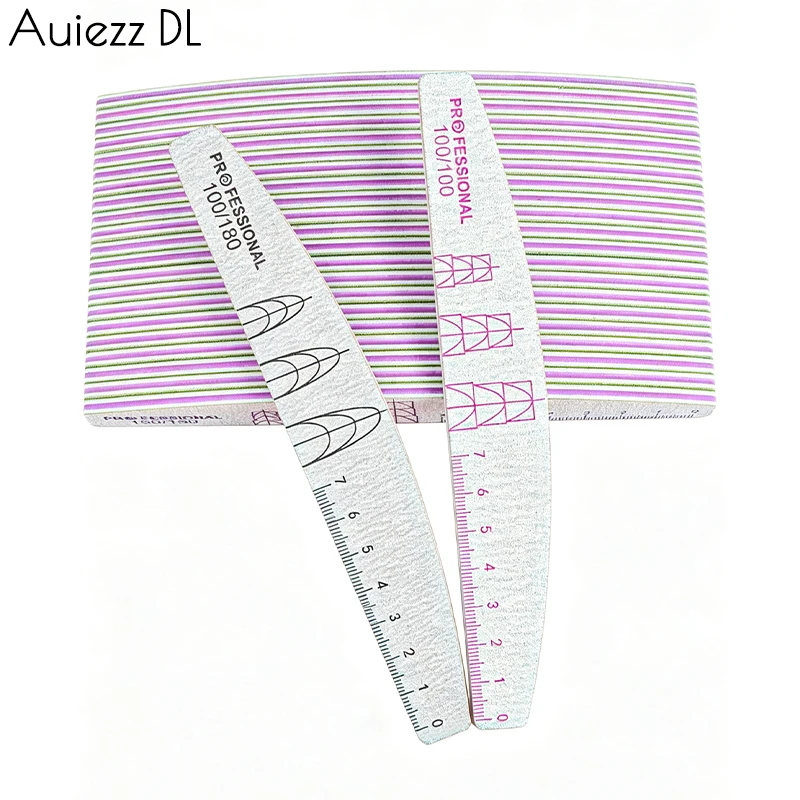 20/50 Stück Zebra Halbmond-Nagelfeilen, dick, doppelseitig, 100/180 Körnung, waschbare Schleifpufferplatten, EVA-Maniküre-Werkzeuge