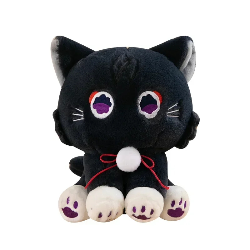 Genshin Impact Wanderer Pet grandes brinquedos de pelúcia Boneca recheada macia, Scaramouche preto, travesseiro fofo gato, presente de aniversário para crianças, jogo quente