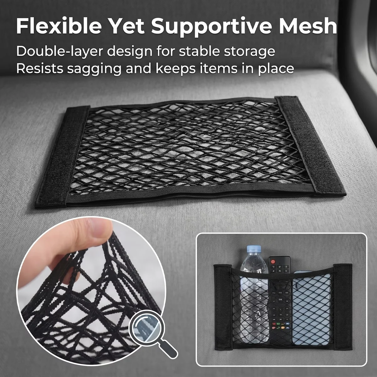 1PC Car Back Rear Trunk Seat Elastic String Net Magic Sticker Mesh Storage Bag Pocket Cage Auto Organizer Seat Back Bag
