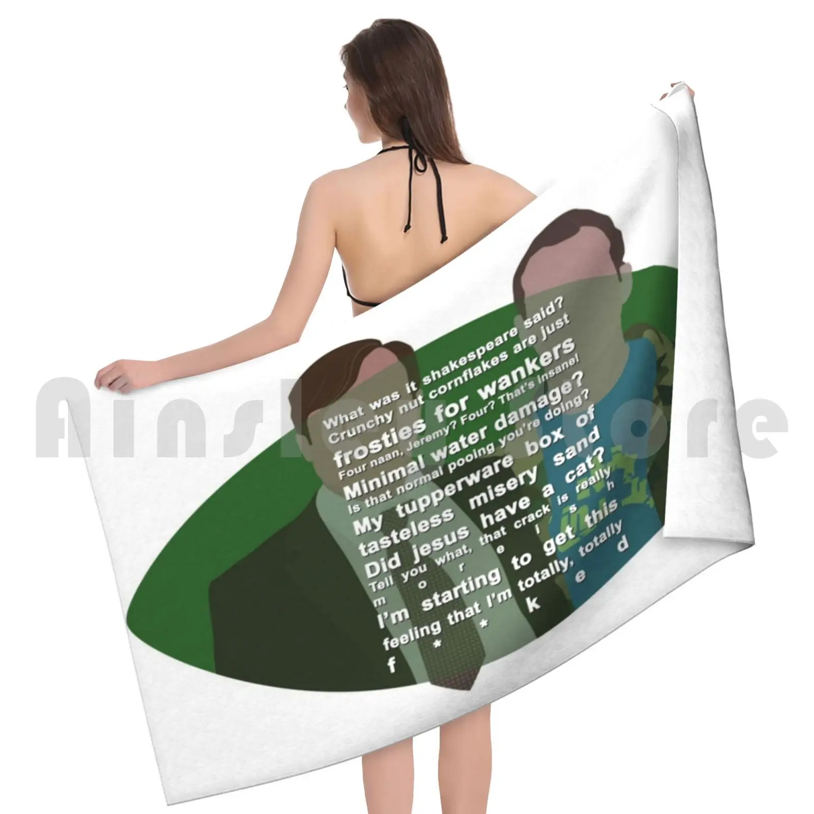 Peeperos منشفة مخصصة منشفة استحمام عرض اللمحة التلفزيون إقتباس يقتبس علامة Jez جيريمي الأخضر ناقلات رهيبة Amazeballs