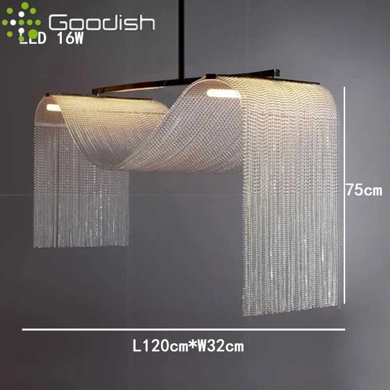 شلال شرابة معدنية قلادة LED أضواء معدنية الأوروبية مصمم مصباح معلق لغرفة المعيشة بريق ثريا تزيين المنزل