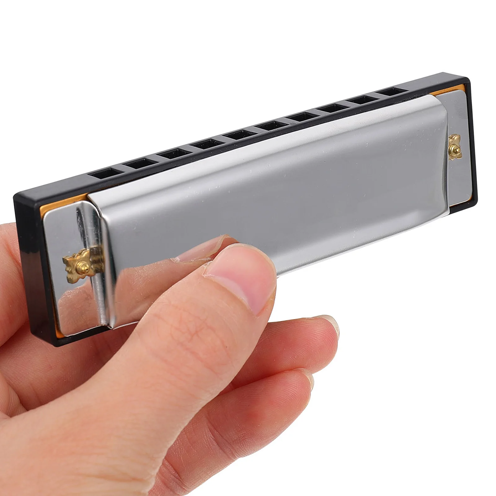 

Portable Harmonica 10-hole 20-note Metal Instrument with Key of Beginners Gifts Promote Music Skills Blues Folk