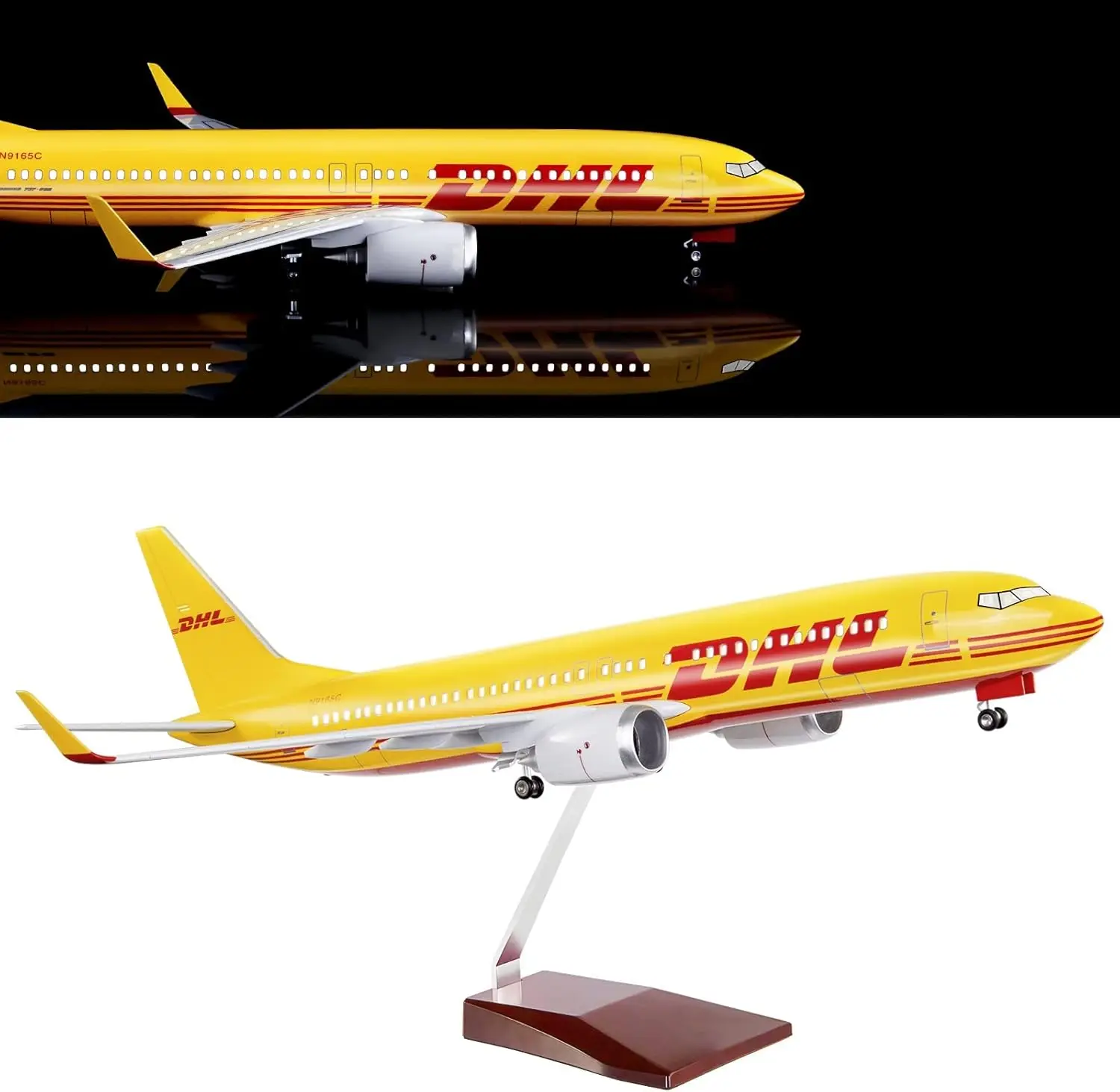 Toys Plane 1:85 Scale 47cm 737 Large Model Airplane DHL B737 Plane Models Diecast Airplanes with LED Light For Collection