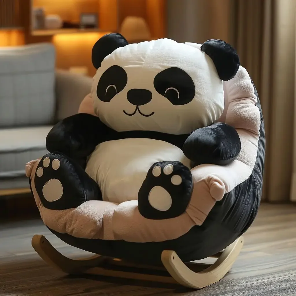 YX Cute Little Panda Rocking Chair Recliner Leisure Chair Lazy Sofa Single Household Rocking Chair