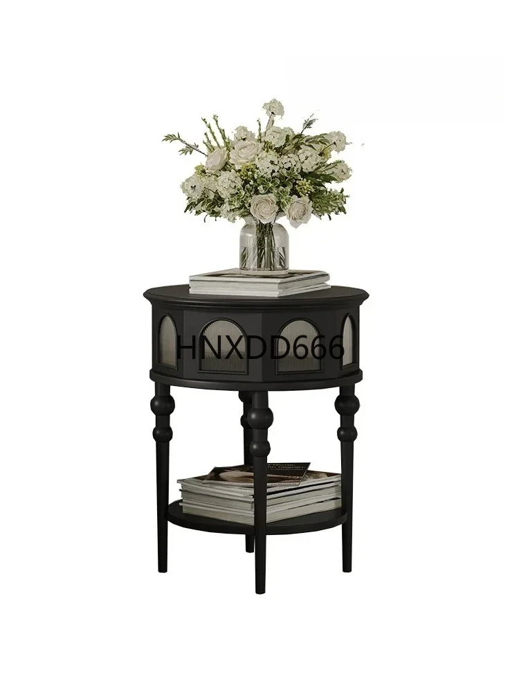 

French Antique Style Side Table Household Minimalist Solid Wood Small round Table