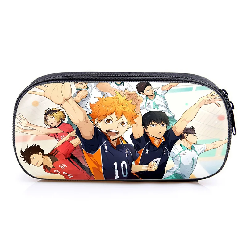 Haikyuu Pencil Case Anime Karasuno Nekoma Student Pen Bag Cartoon Stationery Storage Pouch School Office Supplies Accessories